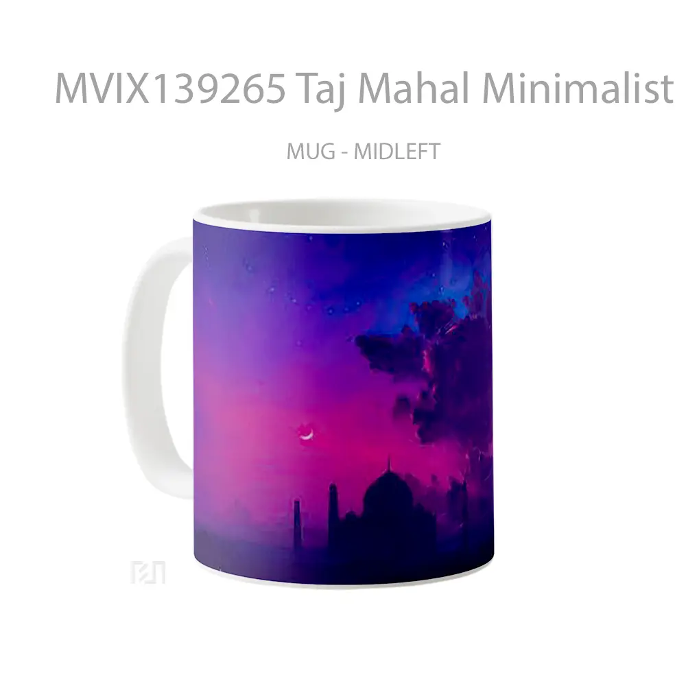 Mug Taj Mahal Minimalist Style Gelas Seni Modern - All-side / Desain