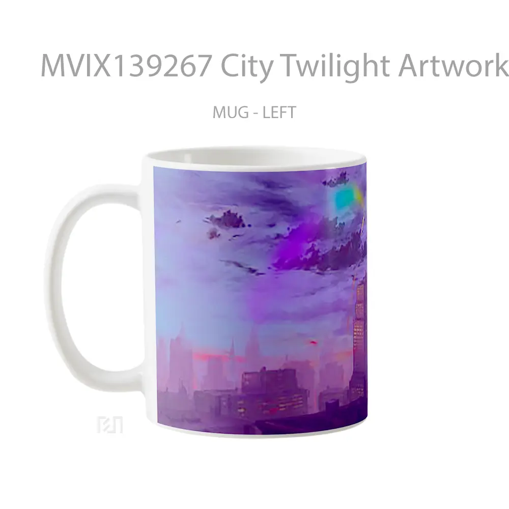 Mug City Twilight Artwork Gelas Seni Modern - All-side / Desain