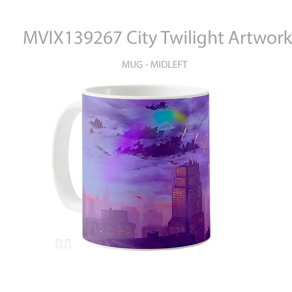 Mug City Twilight Artwork Gelas Seni Modern - All-side / Desain