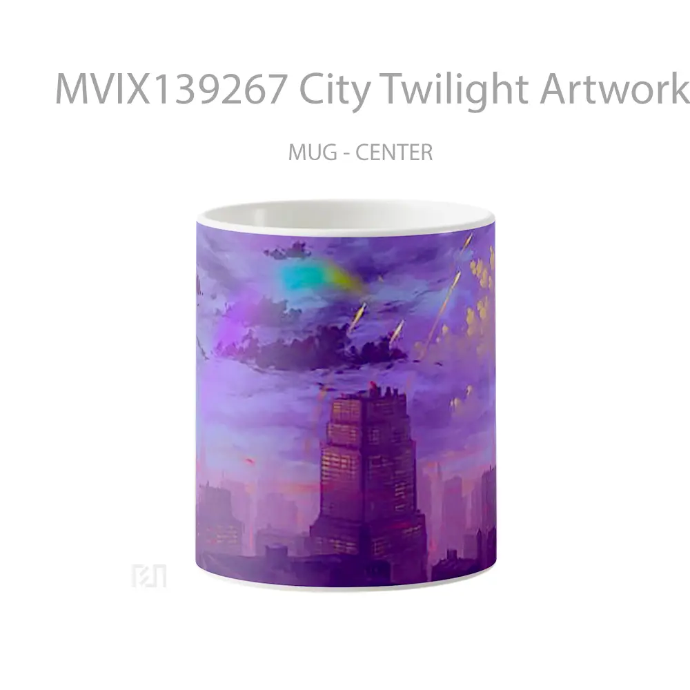 Mug City Twilight Artwork Gelas Seni Modern