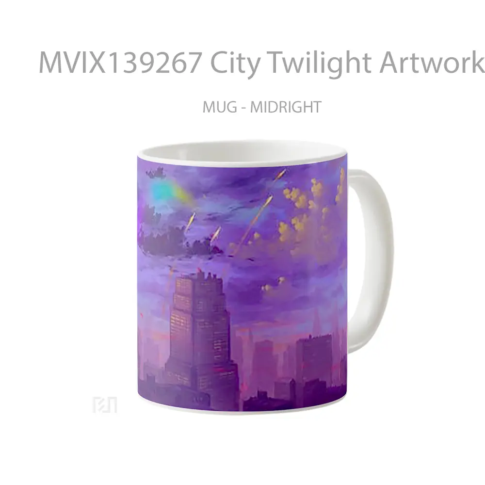 Mug City Twilight Artwork Gelas Seni Modern - All-side / Desain