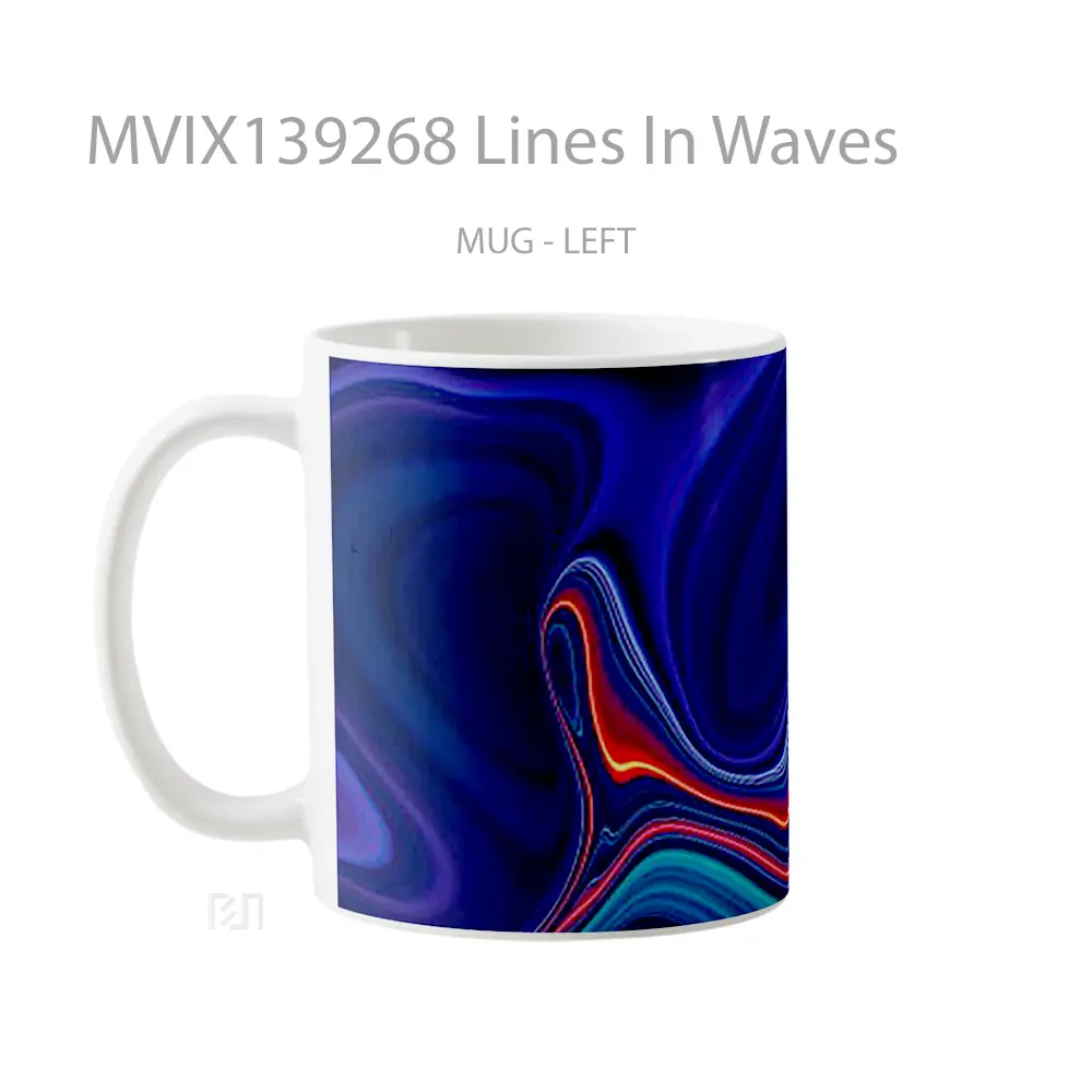 Mug Lines In Waves Gelas Keramik Unik - All-side / Desain