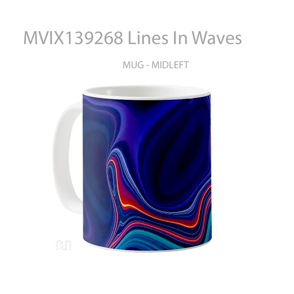 Mug Lines In Waves Gelas Keramik Unik - All-side / Desain