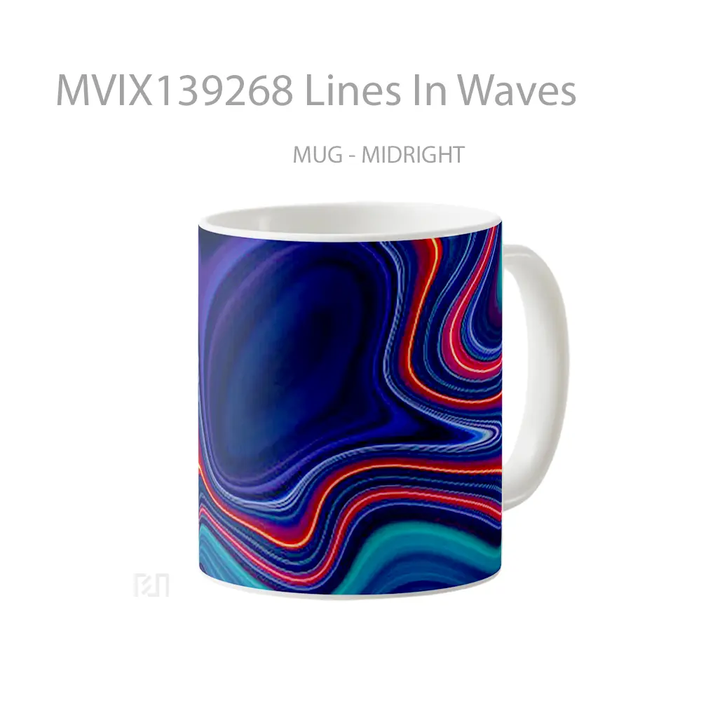 Mug Lines In Waves Gelas Keramik Unik - All-side / Desain