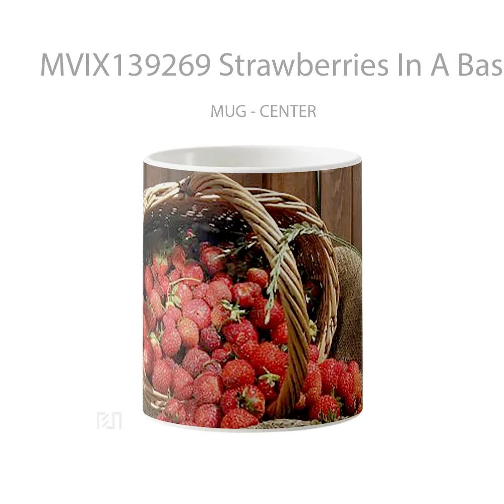 Mug Strawberries In A Basket Gelas Keramik Unik
