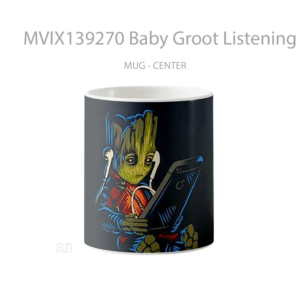 Mug Baby Groot Listening To Music Gelas Keramik Unik
