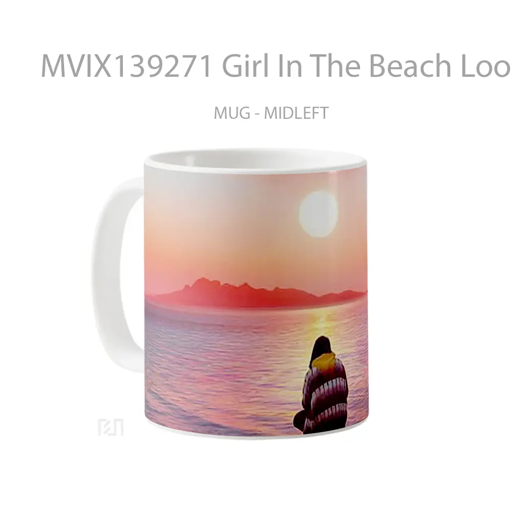 Mug Girl In The Beach Looking At The Sunset Gelas Pemandangan Alam - All-side / Desain