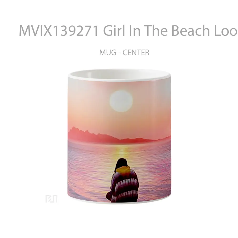 Mug Girl In The Beach Looking At The Sunset Gelas Pemandangan Alam