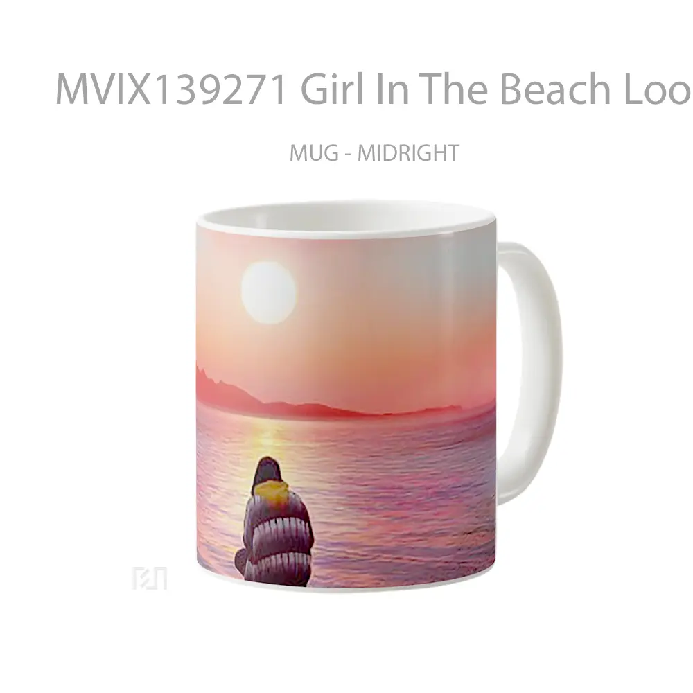 Mug Girl In The Beach Looking At The Sunset Gelas Pemandangan Alam - All-side / Desain