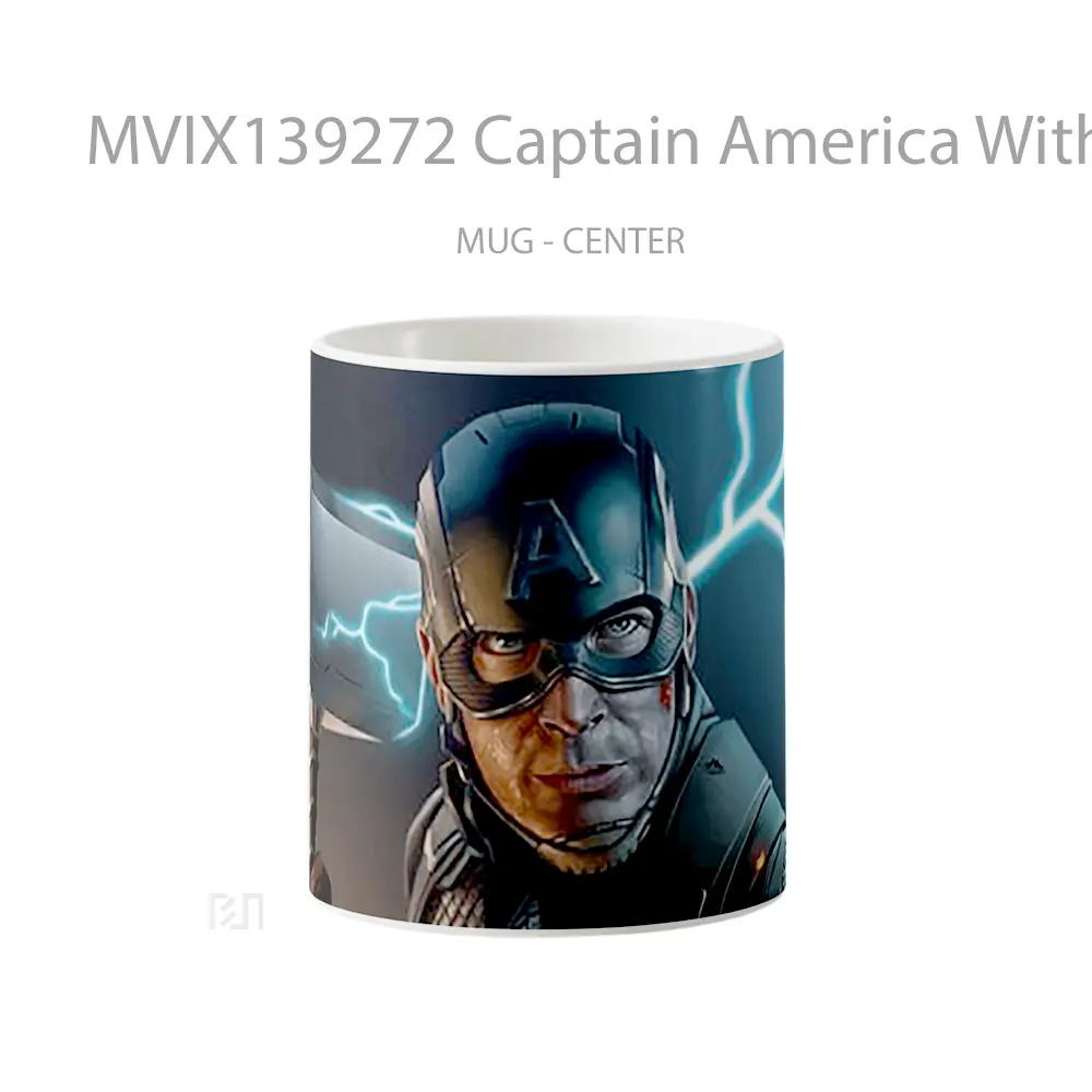Mug Captain America With Thor S Hammer V3 Gelas Superhero
