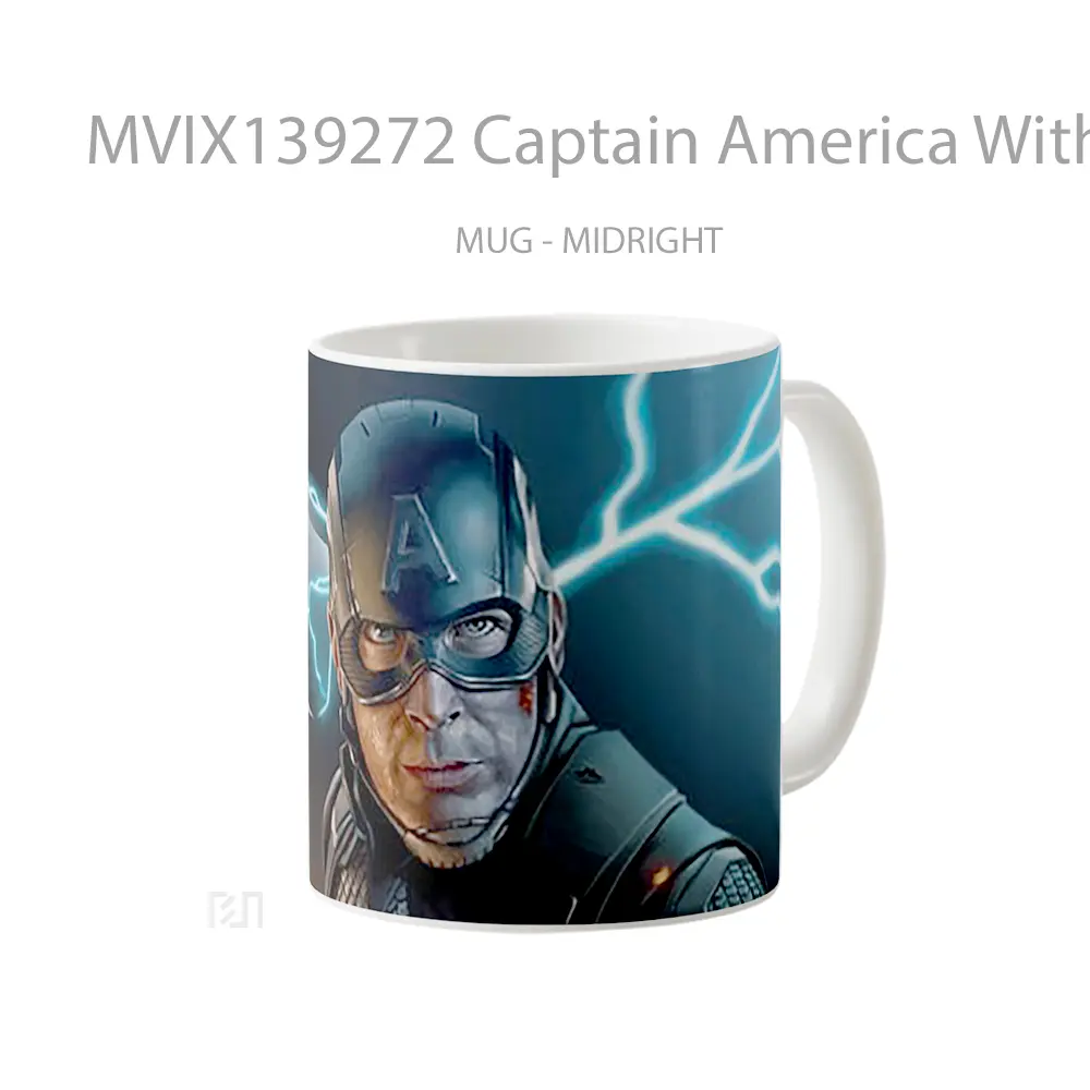 Mug Captain America With Thor S Hammer V3 Gelas Superhero - All-side / Desain