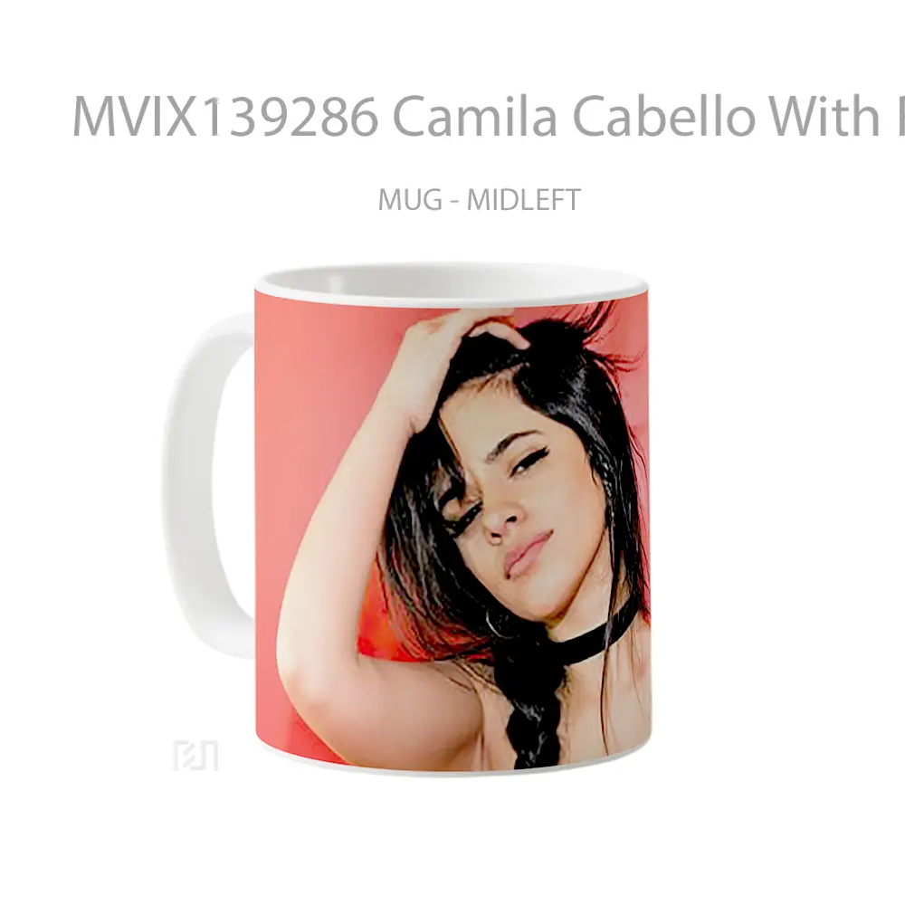 Mug Camila Cabello With Red Background Gelas Selebriti - All-side / Desain