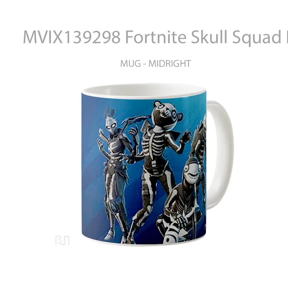 Mug Fortnite Skull Squad Pack Skins Halloween Outfits Cangkir Gamer - All-side / Desain