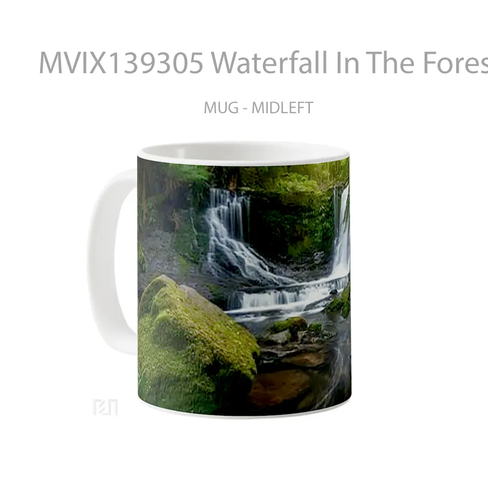 Mug Waterfall In The Forest V2 Gelas Pemandangan Alam - All-side / Desain