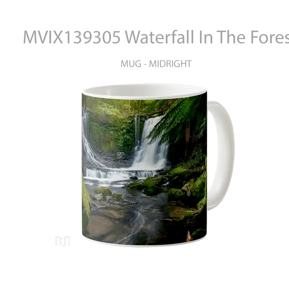 Mug Waterfall In The Forest V2 Gelas Pemandangan Alam - All-side / Desain