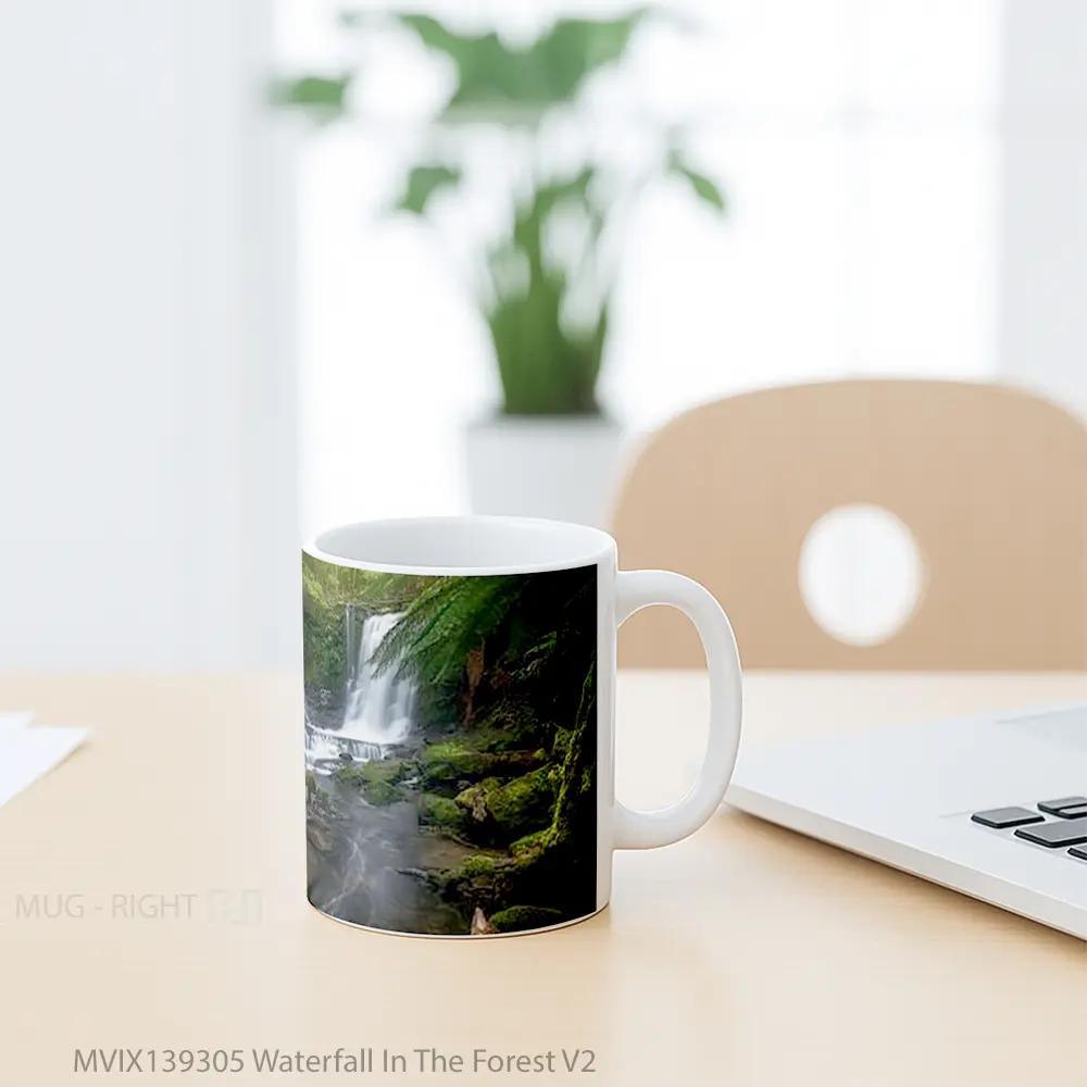 Mug Waterfall In The Forest V2 Gelas Pemandangan Alam - All-side / Desain