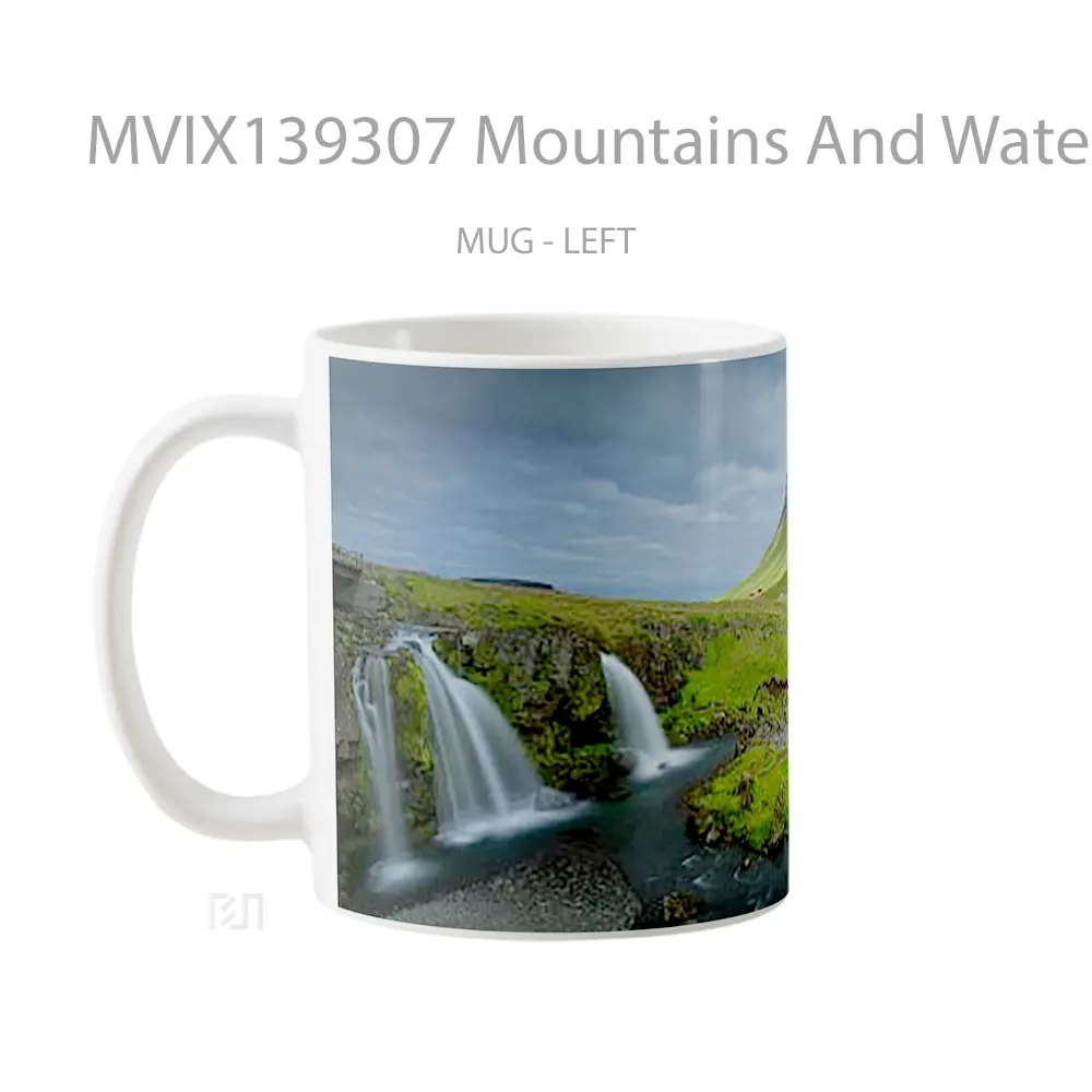Mug Mountains And Waterfalls In Iceland Gelas Pemandangan Alam - All-side / Desain