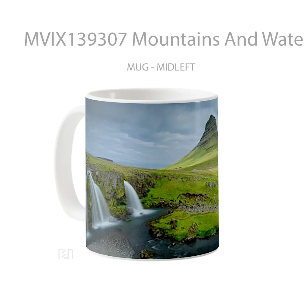 Mug Mountains And Waterfalls In Iceland Gelas Pemandangan Alam - All-side / Desain