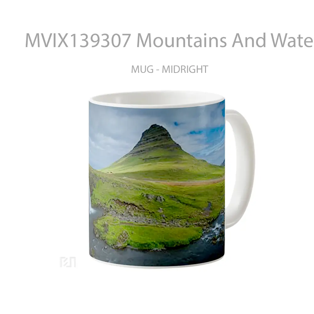 Mug Mountains And Waterfalls In Iceland Gelas Pemandangan Alam - All-side / Desain