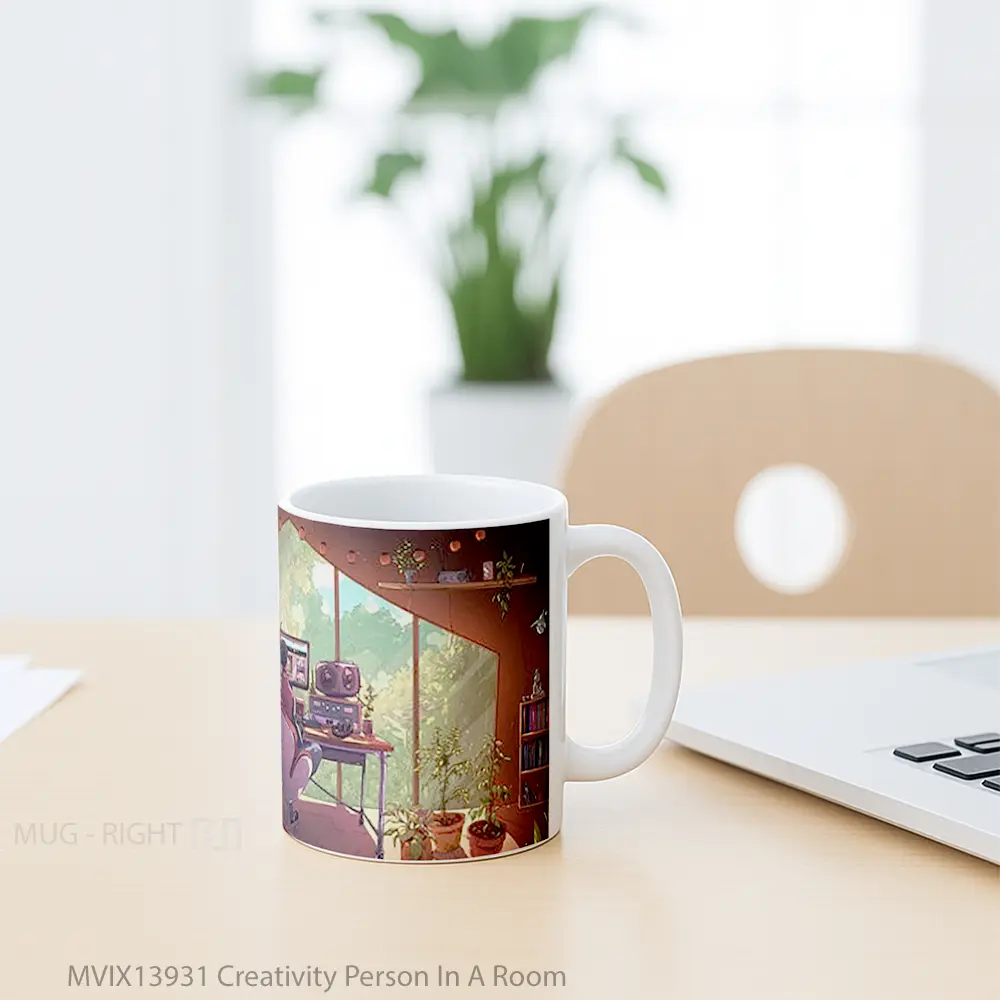 Mug Creativity Person In A Room Gelas Keramik Unik - All-side / Desain