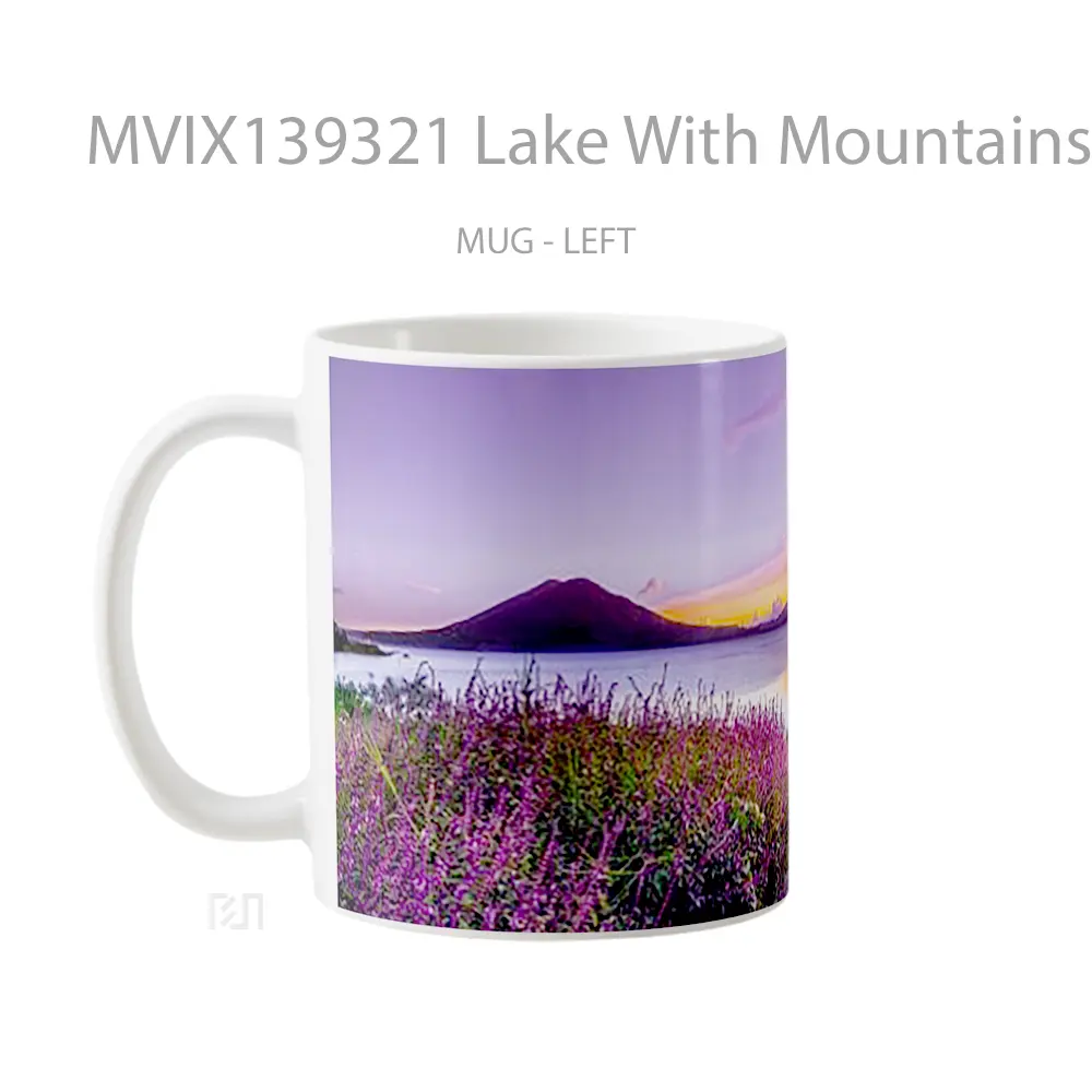 Mug Lake With Mountains At Sunset Gelas Pemandangan Alam - All-side / Desain