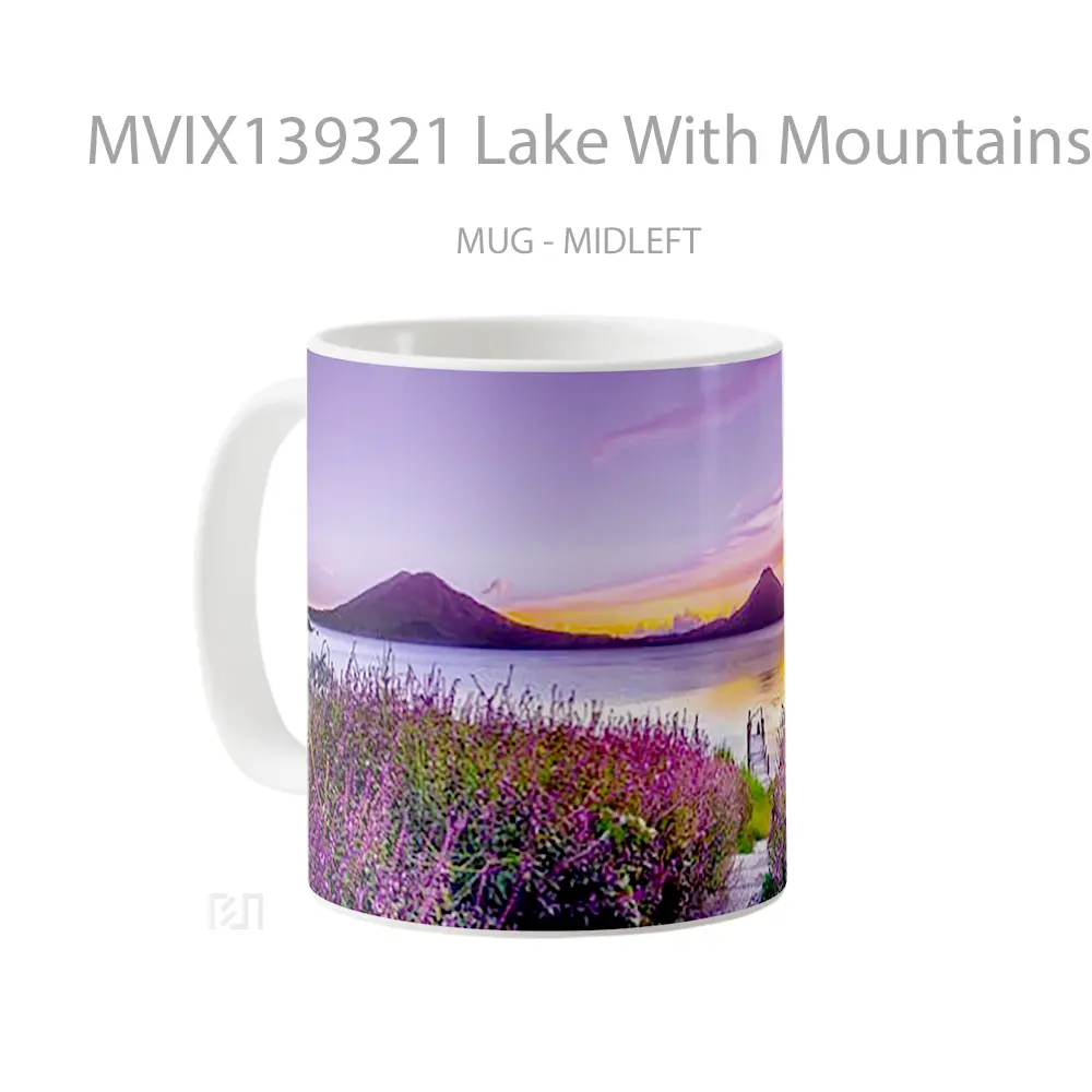 Mug Lake With Mountains At Sunset Gelas Pemandangan Alam - All-side / Desain