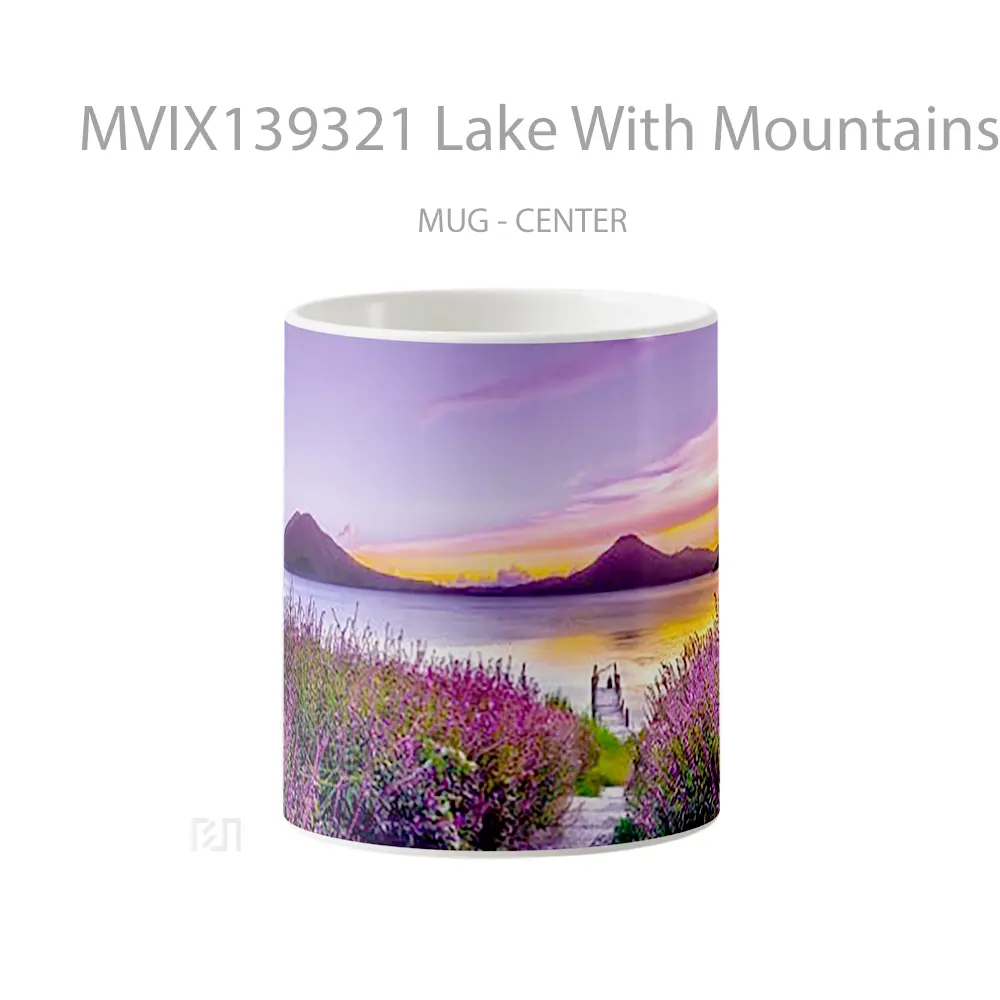 Mug Lake With Mountains At Sunset Gelas Pemandangan Alam