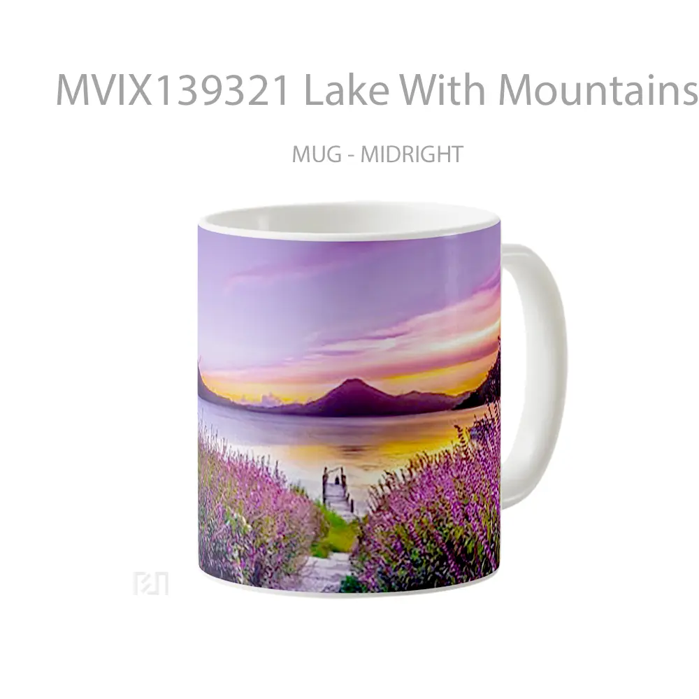 Mug Lake With Mountains At Sunset Gelas Pemandangan Alam - All-side / Desain