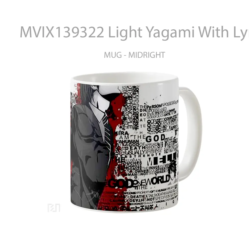 Mug Light Yagami With Lyrics Death Note Gelas Keramik Unik - All-side / Desain