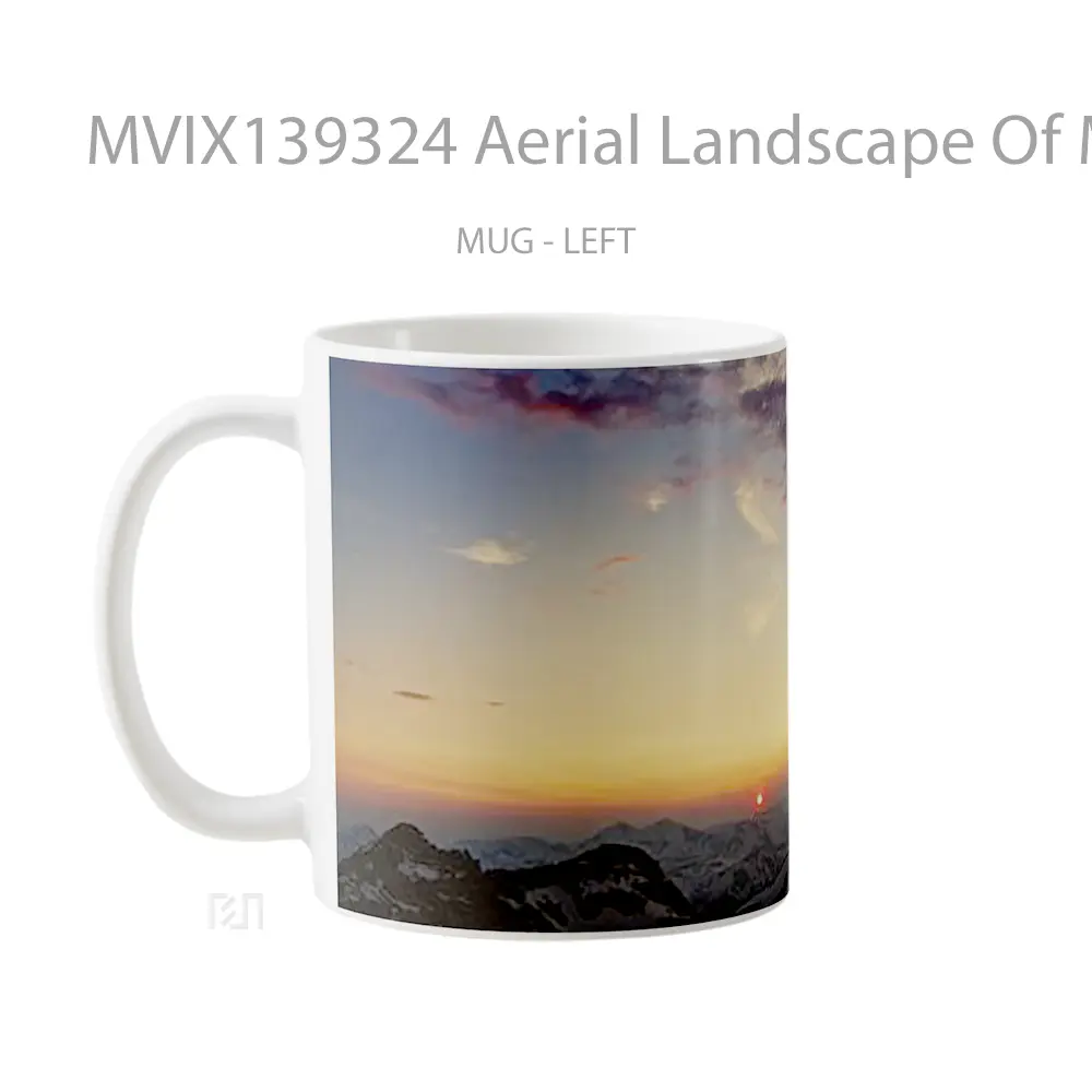 Mug Aerial Landscape Of Mountains At Sunset Gelas Pemandangan Alam - All-side / Desain