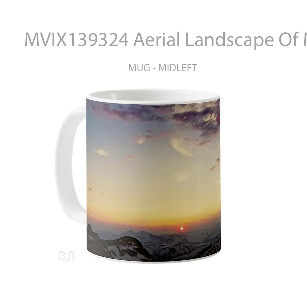 Mug Aerial Landscape Of Mountains At Sunset Gelas Pemandangan Alam - All-side / Desain