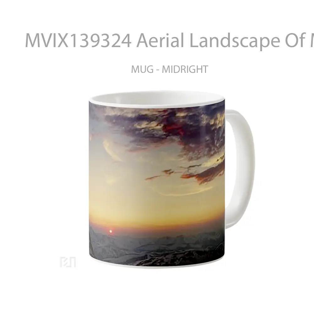 Mug Aerial Landscape Of Mountains At Sunset Gelas Pemandangan Alam - All-side / Desain