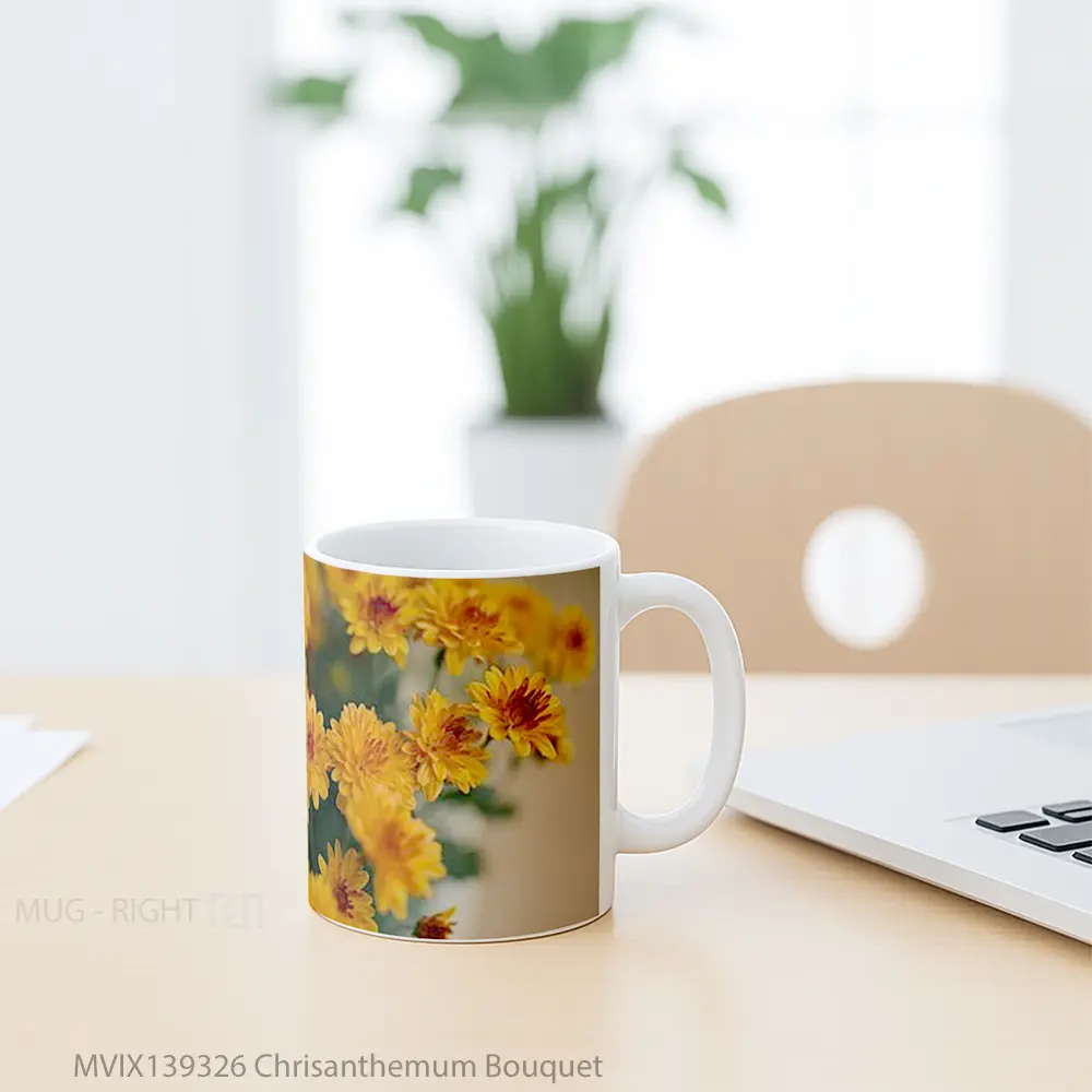 Mug Chrisanthemum Bouquet Gelas Keramik Unik - All-side / Desain