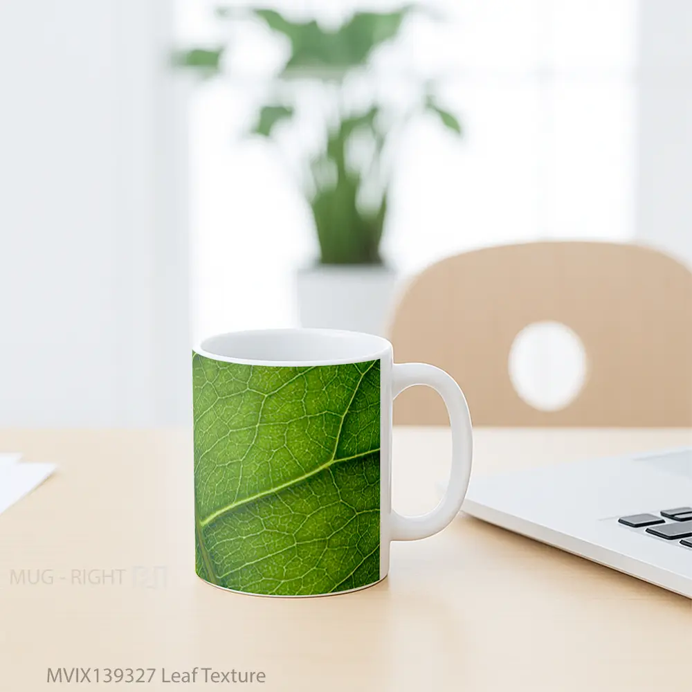 Mug Leaf Texture Gelas Keramik Unik - All-side / Desain