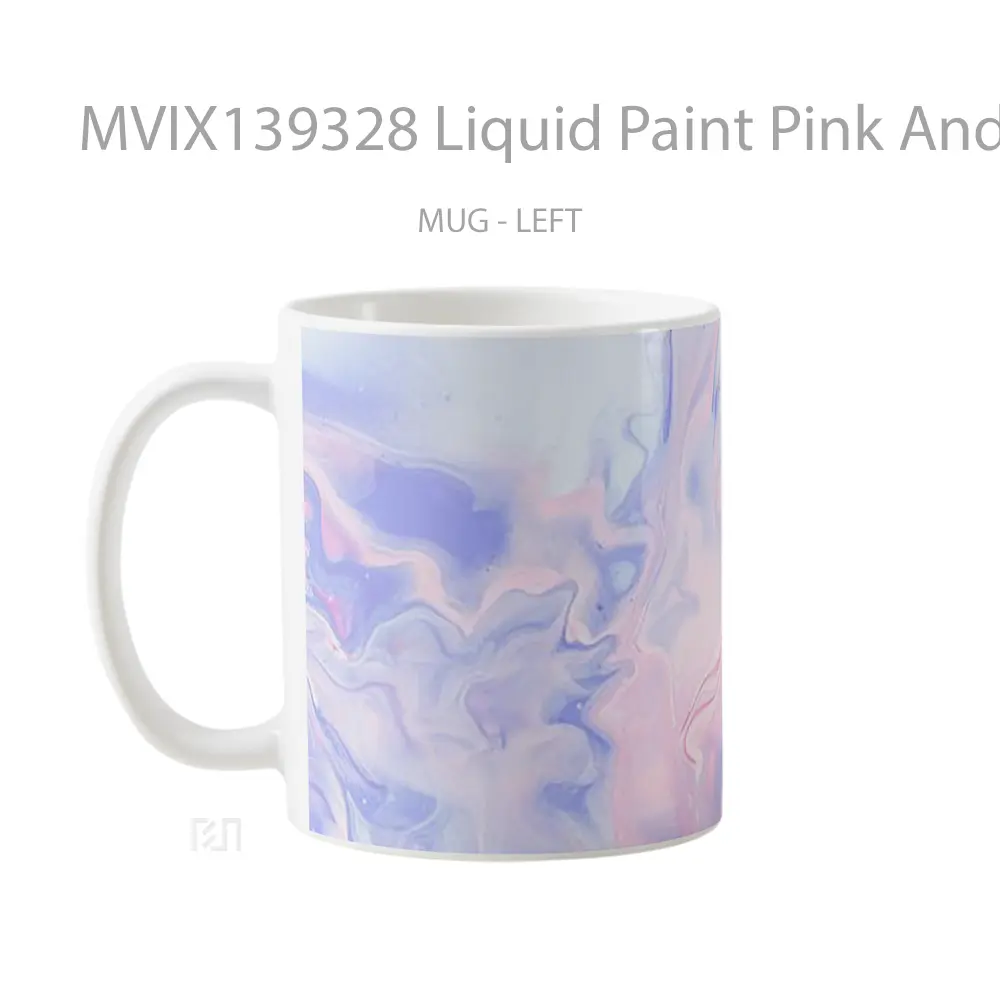Mug Liquid Paint Pink And Purple Gelas Keramik Unik - All-side / Desain