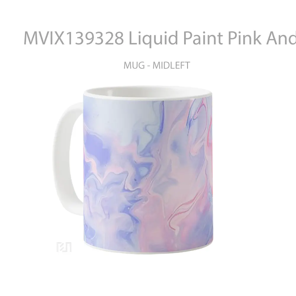 Mug Liquid Paint Pink And Purple Gelas Keramik Unik - All-side / Desain