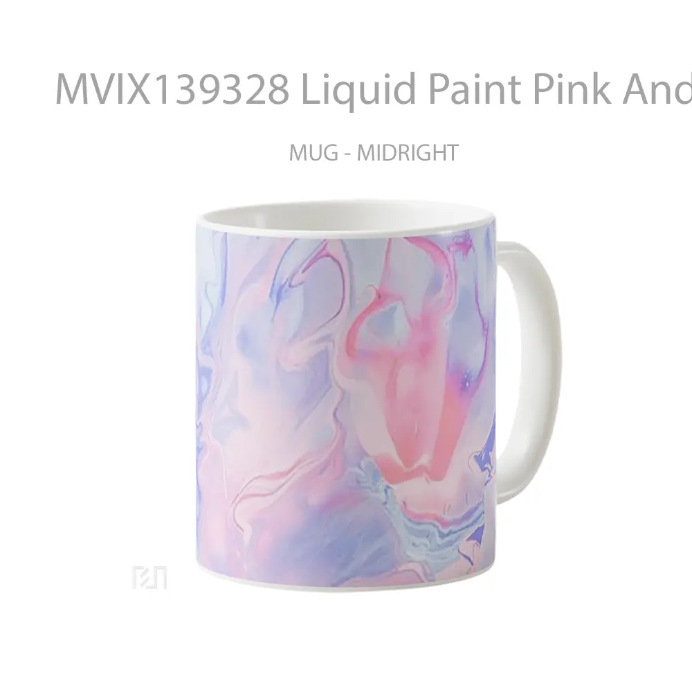 Mug Liquid Paint Pink And Purple Gelas Keramik Unik - All-side / Desain