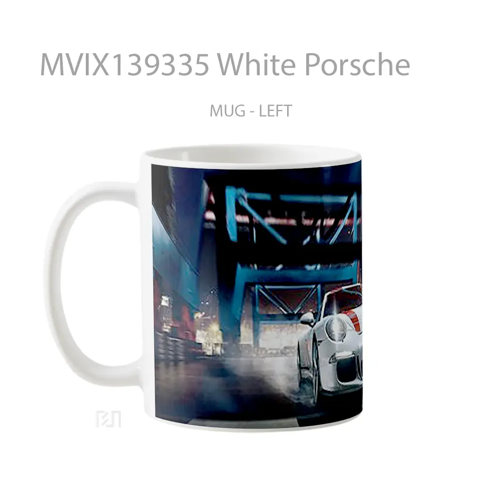 Mug White Porsche Cangkir Mobil - All-side / Desain