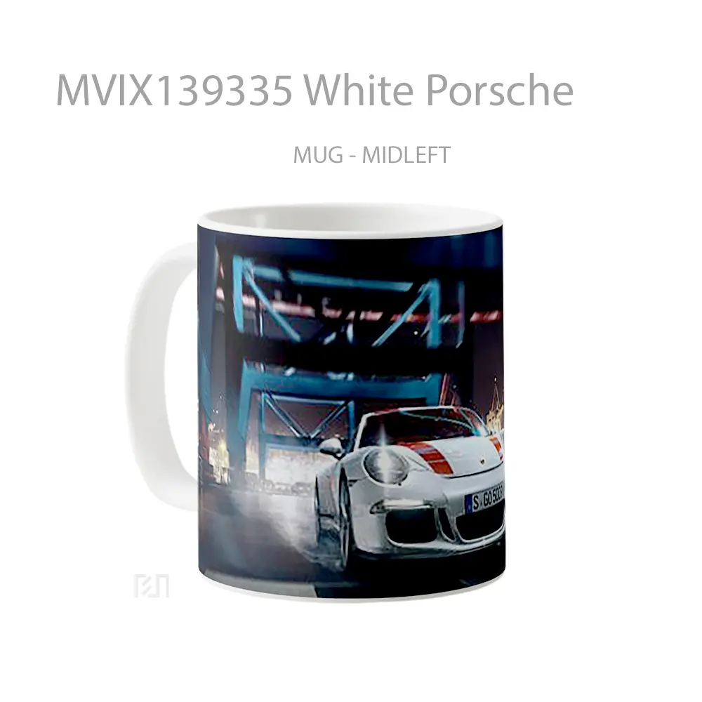 Mug White Porsche Cangkir Mobil - All-side / Desain