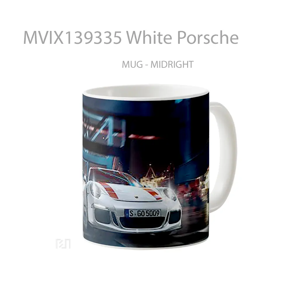 Mug White Porsche Cangkir Mobil - All-side / Desain
