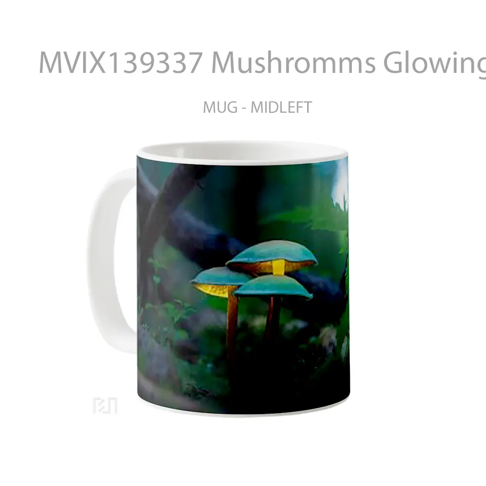 Mug Mushromms Glowing Gelas Keramik Unik - All-side / Desain