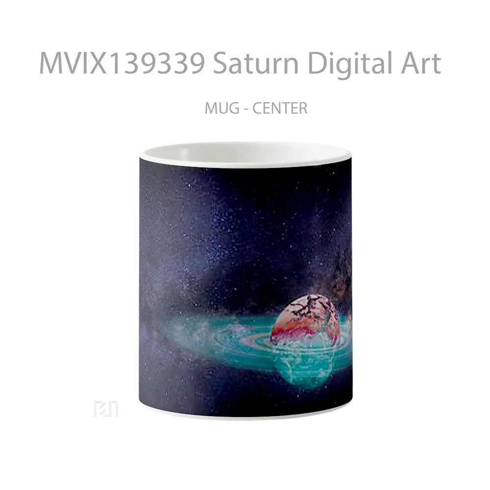 Mug Saturn Digital Art Gelas Seni Modern