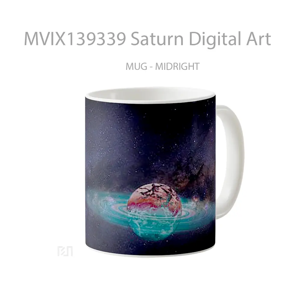 Mug Saturn Digital Art Gelas Seni Modern - All-side / Desain