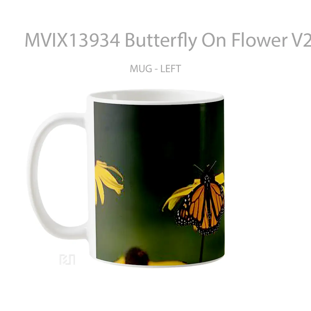 Mug Butterfly On Flower V2 Gelas Hewan Lucu - All-side / Desain