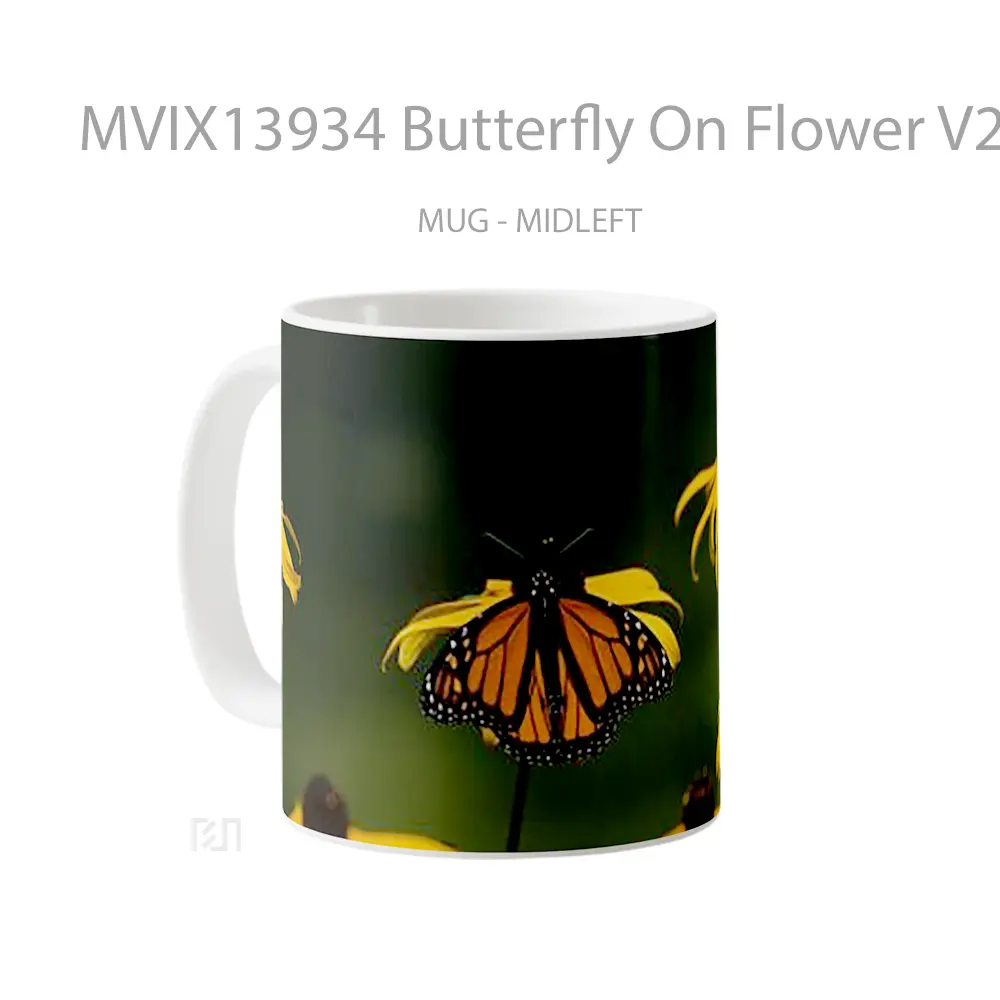 Mug Butterfly On Flower V2 Gelas Hewan Lucu - All-side / Desain