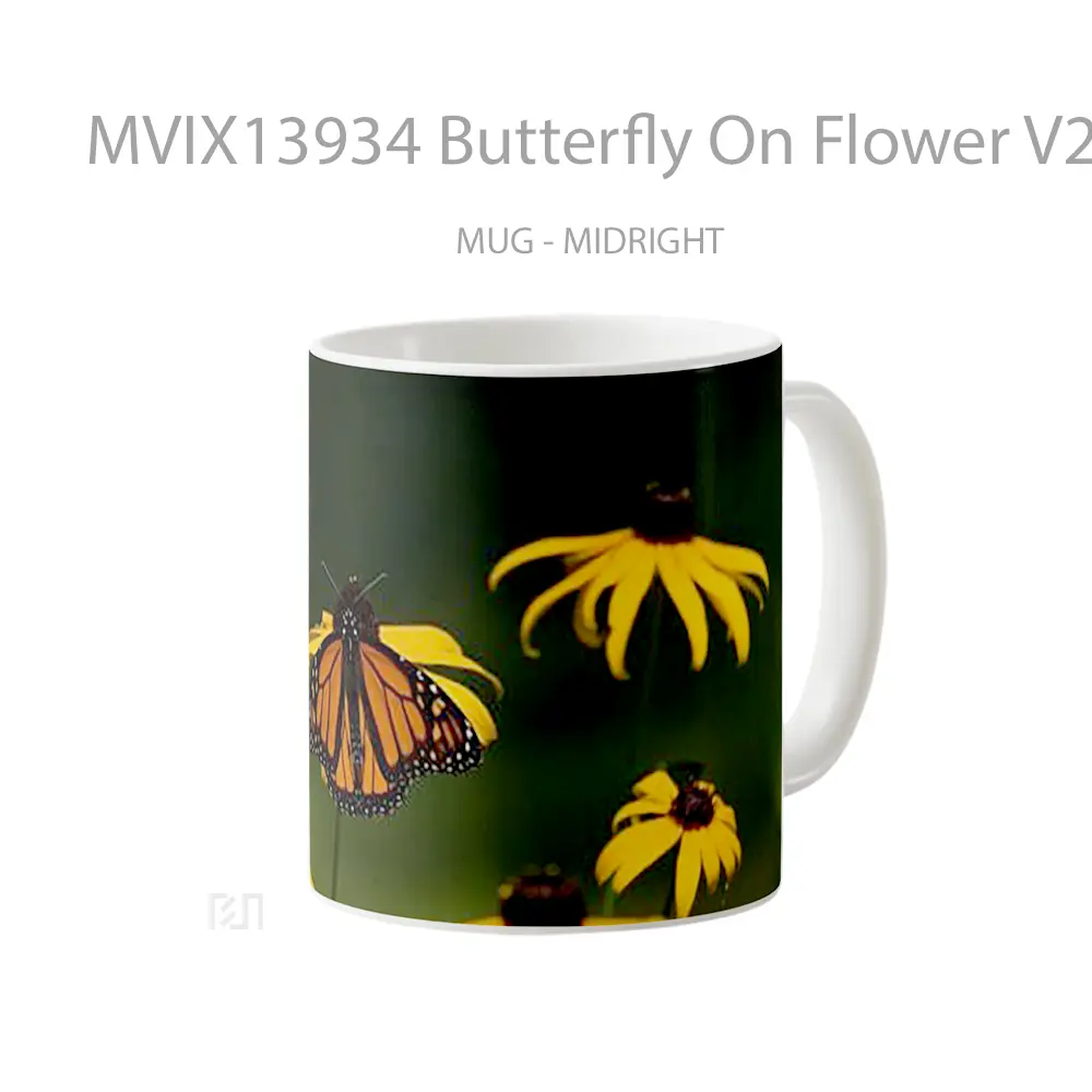 Mug Butterfly On Flower V2 Gelas Hewan Lucu - All-side / Desain