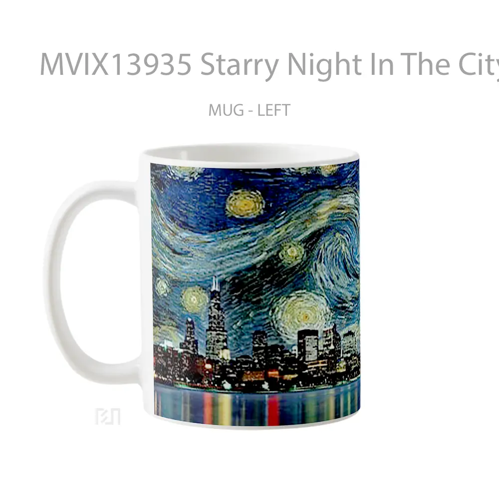 Mug Starry Night In The City Gelas Keramik Unik - All-side / Desain