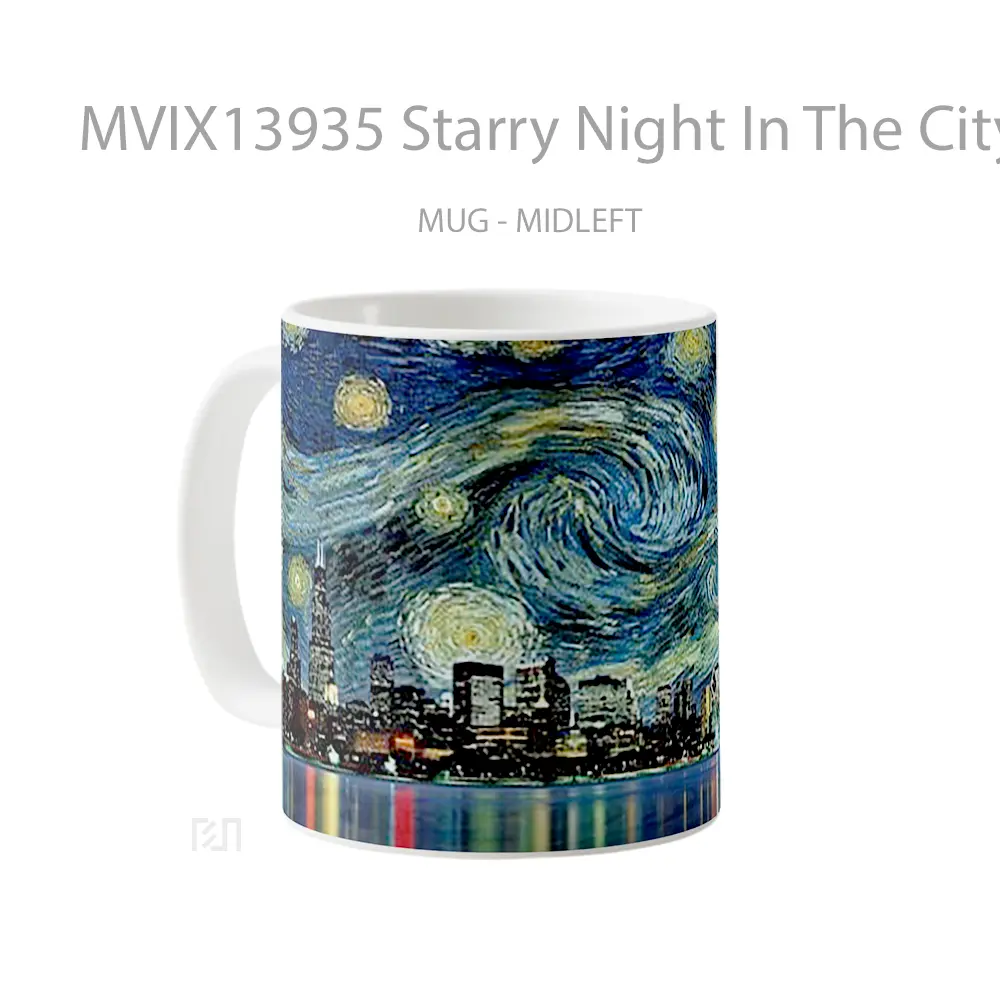 Mug Starry Night In The City Gelas Keramik Unik - All-side / Desain