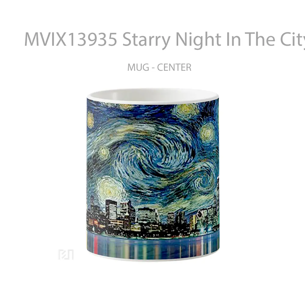 Mug Starry Night In The City Gelas Keramik Unik