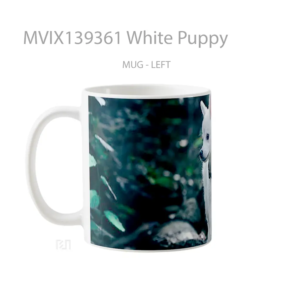 Mug White Puppy Gelas Hewan Lucu - All-side / Desain